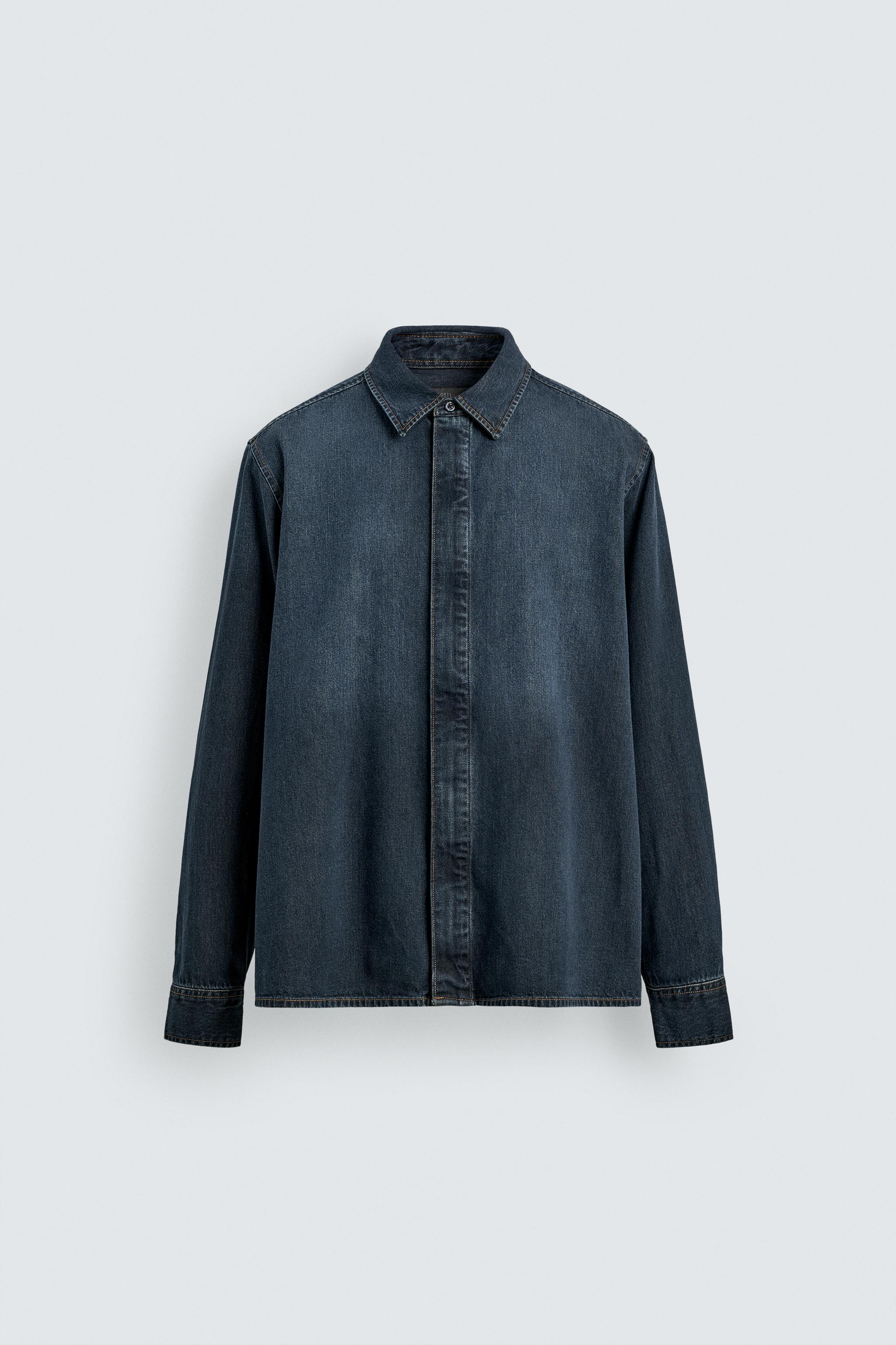 ZIP-UP DENIM SHIRT